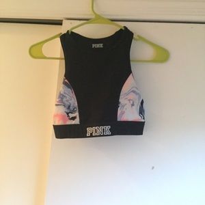 VS Pink High Sports Bra Black Marble Reversible